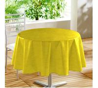 Nappe ronde Ø160 cm PVC imprimé - Finition biais - Declino Jaune