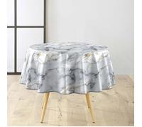 Nappe ronde Ø160 cm PVC imprimé - Finition biais - Metallisé Marquina