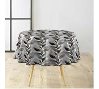 Douceur d'Intérieur, Nappe Ronde (Diamètre 160 cm) Oralia Noir, PVC Imprimé Métallisé