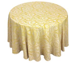 Nappe ronde 180 cm Jacquard 100% coton SPIRALE jaune citron