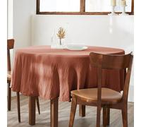 Nappe Ronde 180x180 cm Gaze de Coton Terracotta