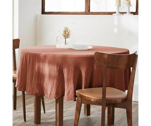 Nappe Ronde 180x180 cm Gaze de Coton Terracotta