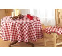 Nappe Ronde 1m80 Motif Vichy Rouge Anti Tache Infroissable