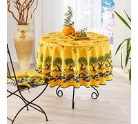 Nappe ronde 1m80 Olivier et Champs de Lavande Jaune anti tache et infroissable
