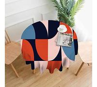 Nappe Ronde 60 Pouces Géométrie, Forme Simple Colorée Abstrait Art Scandinave Nappe De Table En Polyester Lavable Décorations De Couverture De Table Pour Pique-Nique, Cuisine, Fête De Vacances