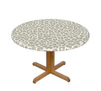 Nappe ronde ajustée en polyester de bord élastique/nappe léopard motif marron pour tables de 40-44/45-50 pouces de diamètre, divers motifs, protection de table