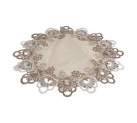 Nappe ronde anti-poussière avec motif dentelle florale en polyester, protège les tables de salle à manger, de rangement et de travail contre les déversements et les rayures (M)