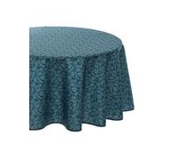 Nappe anti-tache ""Meili"" feuilles bleu canard D180cm - Atmosphera createur d'interieur