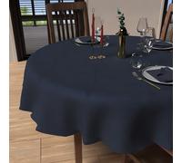 Soleil d'ocre, Luxury Nappe Ronde Anti-tâches Diamètre 180 cm, Polyester, Bleu Nuit