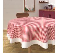 Soleil d'ocre, Nappe Ronde Anti-tâches en Coton diamètre 160 cm Vichy Rouge