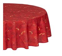 Nappe ronde anti-taches Rouge imprimé Joyeux Noël doré D 180 cm - Feeric Christmas