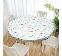 Nappe Ronde avec Bord Élastique, 102-112cm Imperméable Polyester Nappe de Table, Imprimé Nappes Rondes Anti Taches Lavable pour Cuisine, Salle à Manger, Restaurant (Fleur Rouge, 102-112cm)
