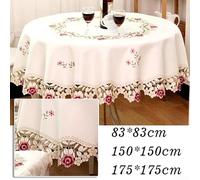 Nappe ronde avec broderie rurale pour la maison et l'hôtel, en polyester et polypropylène, pour réunions de famille, mariages, fêtes et célébrations (150 x 150 cm)