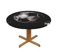 Nappe ronde avec motif élastique Oxford facile à nettoyer | Nappe imprimée noire pour décoration de fête, 140 cm