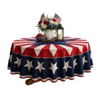 Nappe ronde avec motif patriotique pour Starburst en PET pour une utilisation répétée et une présentation de table contemporaine (152 x 152 cm)