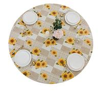 Nappe Ronde avec Motif Tournesol et Dos en Flanelle Bord Élastique Nappe en Plastique Nappe Imperméable pour Manger 114 3-139 7 cm Nappe Ronde Décoration de Table