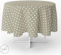 Nappe ronde beige à pois en toile cirée, imperméable, antisalissure, PVC, Ø140 cm. Utilisation à l'intérieur et à l'extérieur