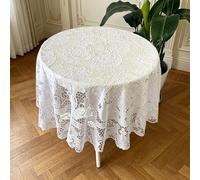 Nappe Ronde Blanche en Dentelle de 180 cm pour Table à Manger Cuisine Restaurant Fêtes extérieur Ferme Banquet Rustique