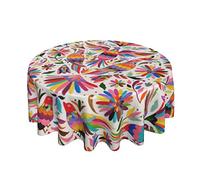 Nappe Ronde Conception Mexicaine Pigeons Colorés Faisan Nappe De Table Impermeable Nappe Cirée Ronde Nappe De Jardin Ronde pour Picnic Exterieur 152Cm