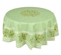 Nappe ronde coton enduit clos des oliviers vert 1m80