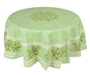 Nappe ronde coton enduit clos des oliviers vert 1m80