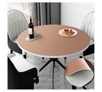 Nappe Ronde Cuir, Nappe de Table en Simili Cuir, Tapis de Table Manger Anti Tache, Impermeable, Antidérapante, Tapis de Protecteur de Table, Nappe pour Table Basse, Available on Both Sides(100 cm,Khak