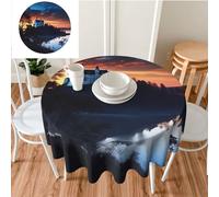 Nappe ronde de 152,4 x 152,4 cm - Belle nappe imprimée crépuscule - Imperméable - Résistante - Résistante - Nappe de table de mariage - Nappe lavable pour cuisine, camping, pique-nique