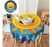 Nappe ronde de 152,4 x 152,4 cm - Nappe d'automne à imprimé soleil - Imperméable - Résistante - Résistante - Nappe de table de mariage - Nappe lavable pour cuisine, camping, pique-nique