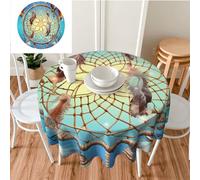 Nappe ronde de 152,4 x 152,4 cm, nappe d'automne avec filet imprimé attrape-rêve, imperméable, résistante, infroissable, lavable, pour cuisine, camping, pique-nique