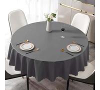 Nappe Ronde De 240 Cm, Nappe en Polyester Résistant à L’Eau Et Aux éclaboussures, Housse De Table Lavable, Nappe en PVC pour Table Ronde, Grey, 200cm