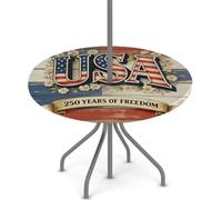 Nappe ronde d'extérieur avec trou de parapluie et fermeture éclair, nappe ajustée avec élastique, imperméable et facile à nettoyer, pour terrasse, jardin, convient aux tables de 91,4 à 111,8 cm