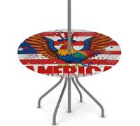 Nappe ronde d'extérieur avec trou de parasol et fermeture éclair, nappe ajustée avec élastique, imperméable et facile à nettoyer, pour tables de 91,4 à 111,8 cm