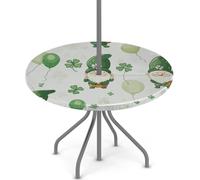 Nappe ronde d'extérieur avec trou de parasol et fermeture éclair, nappe ajustée avec élastique, imperméable, facile à nettoyer, pour tables de 91,4 à 111,8 cm