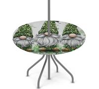 Nappe ronde d'extérieur avec trou de parasol et fermeture éclair, nappe ajustée avec élastique, imperméable, facile à nettoyer, pour tables de 91,4 à 111,8 cm