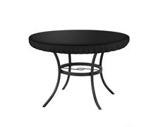 Nappe ronde d'extérieur en tissu Oxford 210D avec doublure en PVC coupe-vent et cordon de serrage pour tables de 78 à 124 cm de diamètre, noir (124 x 10 cm)