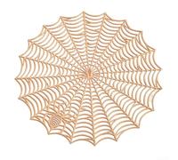 Nappe ronde d'Halloween avec motif toile d'araignée en dentelle, construction avec bords soudés pour décoration de fête à thème (or rose)