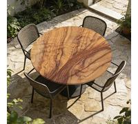 Nappe Ronde Elastique Ø 130cm Impermeable Nappe Anti Tache Lavable Exterieur Nappe de Table pour Cuisine Jardin