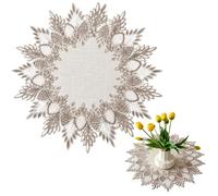 Nappe ronde élégante en dentelle - 38 cm - Style bohème - Beige | Petite nappe décorative avec dentelle comme nappe en dentelle et décoration d'intérieur pour table, salon et salle à manger