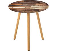 Nappe ronde en bois, aspect rustique avec planches de sol imprimées, style ferme, style campagnard, image grain de chêne noyer, convient pour salon, chambre à coucher, petit espace, convient pour