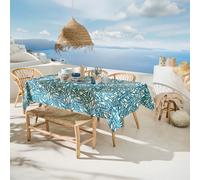 Nappe Ronde En Coton Enduit Feuillage Abstrait