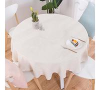 Nappe Ronde en Coton Et Lin 140cm, Nappe De Couleur Unie, Nappe À Domicile, Couverture De Table Lavable, Nappes pour Table Basse, Cuisine, Salon Nappe De Table