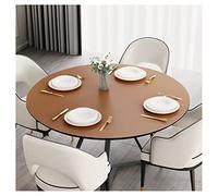 Nappe Ronde en Cuir PU, Tapis de Protection en Cuir pour Table, Nappe Anti Tache, Nappe Impermeable, Nappe Antidérapante, Réutilisabl Nappe pour Table à Manger, Grande Taille (Size:115 cm,Color:Brown)