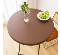 Nappe ronde en cuir synthétique imperméable avec bord élastique facile à nettoyer et résistante aux taches pour table de salle à manger de cuisine - Kaki - 70 cm