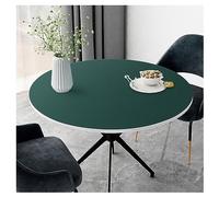 Nappe ronde en cuir synthétique imperméable et facile à nettoyer pour salle à manger - Grand tapis de table en vinyle résistant à la chaleur pour tables rondes de 90 cm - Vert