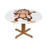 Nappe ronde en forme de singe mignon - Décore la table de salle à manger résistante à l'huile et à l'eau - Petite taille pour tables rondes de 101,6 à 127 cm