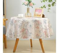 Nappe Ronde en Lin à Imprimé Floral Vert Printemps, Lavable, Idéale pour Une Table De Style Cottage. Red Flower Round 55