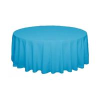 Nappe Ronde en Polyester Blanc/Noir/Rouge/Vert/Bleu/Or, Nappe Solide for fête de Mariage, Couverture de Table, décoration de Maison(Lake Blue,Diameter 160cm)