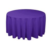 Nappe Ronde en Polyester Blanc/Noir/Rouge/Vert/Bleu/Or, Nappe Solide for fête de Mariage, Couverture de Table, décoration de Maison(Deep Purple,Diameter 240cm)