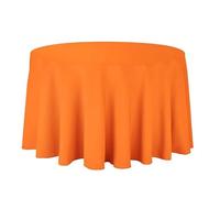 Nappe Ronde en Polyester Blanc/Noir/Rouge/Vert/Bleu/Or, Nappe Solide for fête de Mariage, Couverture de Table, décoration de Maison(Orange,Diameter 220cm)
