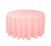 Nappe Ronde en Polyester Blanc/Noir/Rouge/Vert/Bleu/Or, Nappe Solide for fête de Mariage, Couverture de Table, décoration de Maison(Coral Red,Diameter 220cm)
